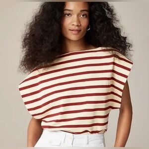 J. Crew Red and Cream Striped Short Sleeve Tee